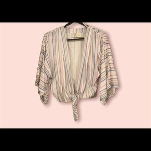 Japana 100% Rayon Striped BoHo Tie Top